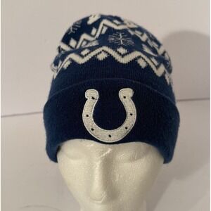 Indianapolis Colts Winter Beanie NFL Blue Knit Hat Snowman Snowflake